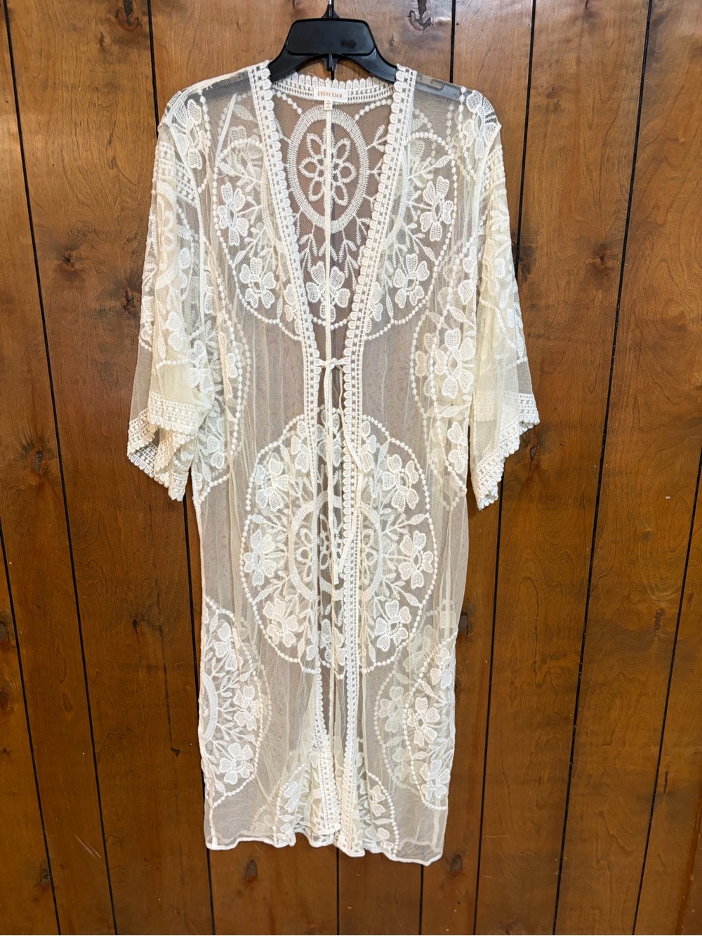 everleigh Ivory Lace Embroidered Open-Front Kimono